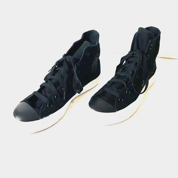 Converse All Star Hi Top Black Canvas Womens 8 Lace Up Skate Shoe Mens 6 Sneaker - Picture 6 of 10